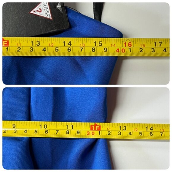 GUESS Spaghetti Strap Square Neck Short Cocktail Body Con Dress Sz 4 in Blue - Picture 10 of 10